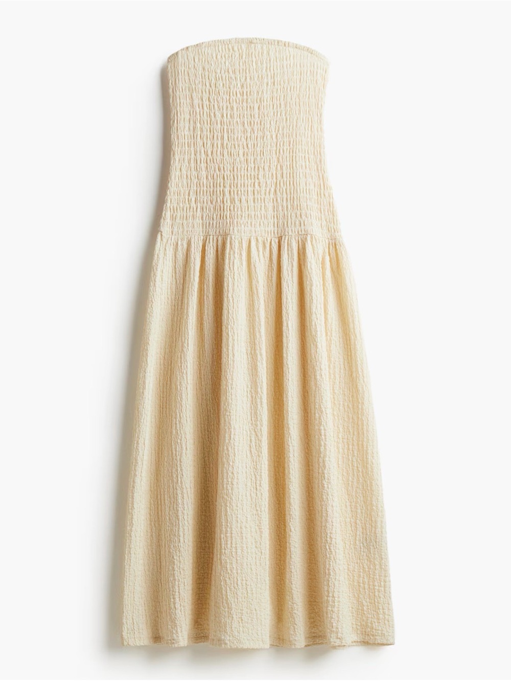 H&M Cream Smocked Bandeau Dress NWT